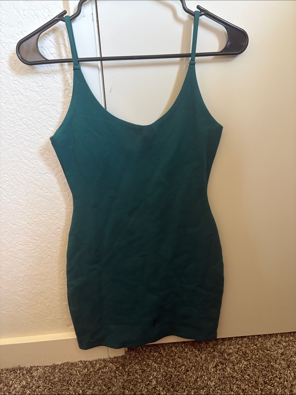Slim Fit Teal Spaghetti-Strap Dress